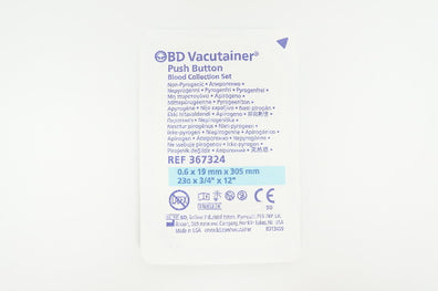 BD 367324 Vacutainer Push Button 23G x 3/4inch x 12inch